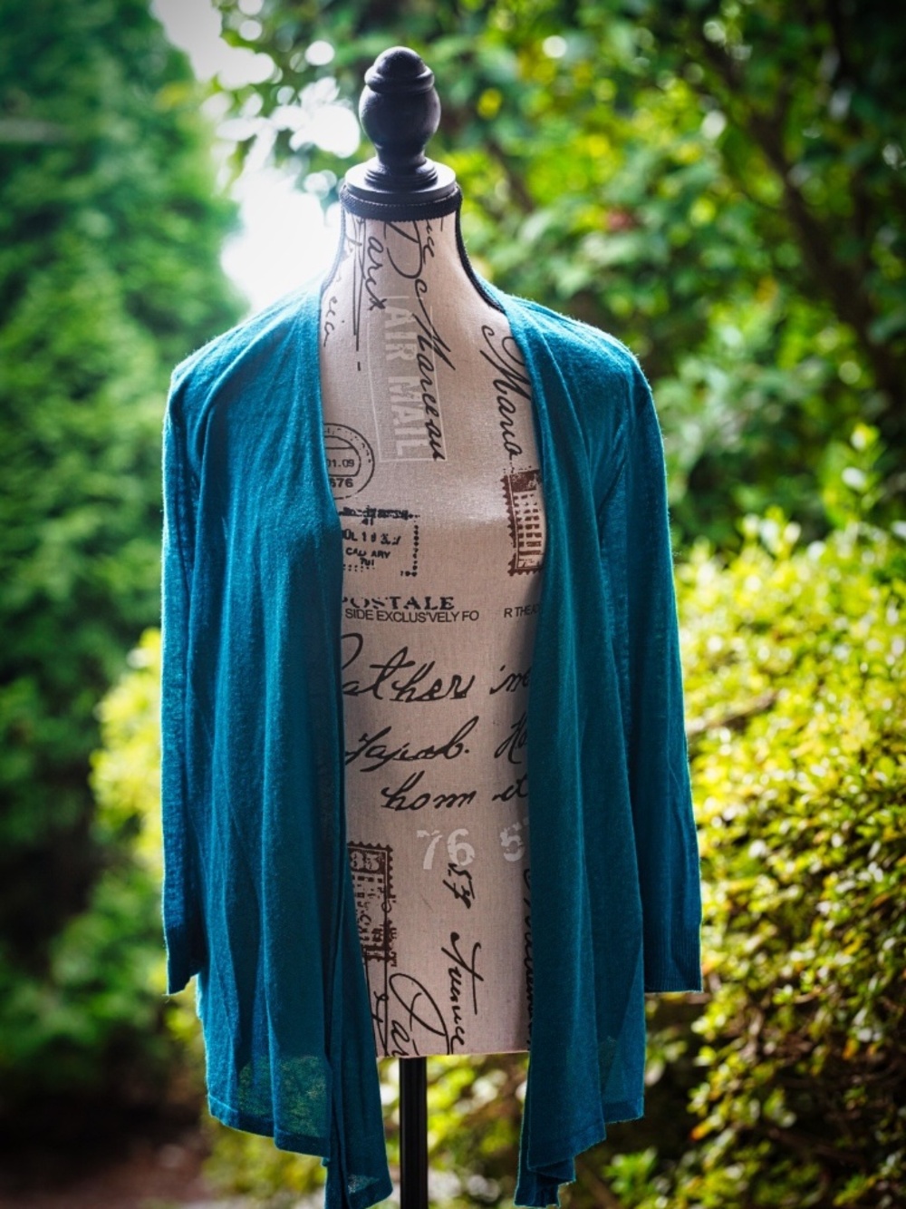 Chico's Teal Open Front Lightweight Knit Cardigan Sweater